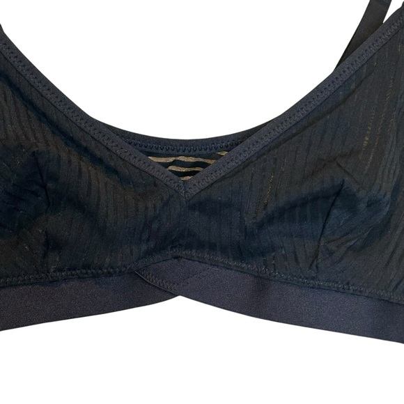 (Sold) Aerie Black Sheer Ribbed Bralette Adjustable Straps Women’s Size Small - Picture 3 of 10